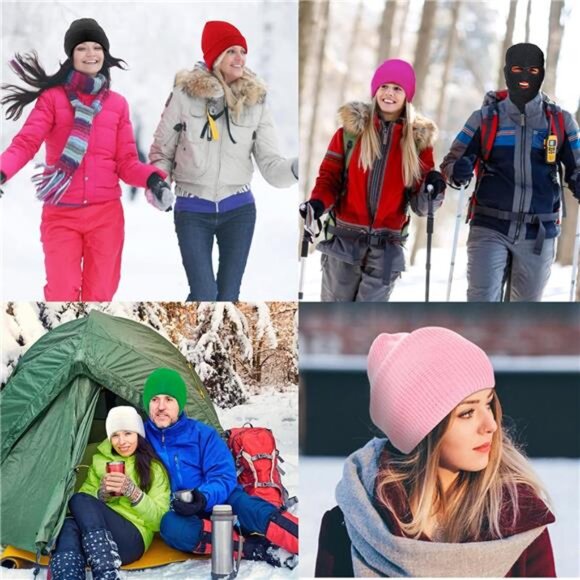 2 Pieces 3-Hole Full Face Mask Cover Ski Mask Winter Balaclava Cap Knitted Face - Picture 5 of 12